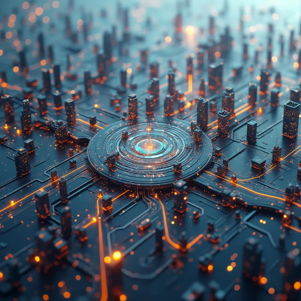 Futurista visualización de datos industriales